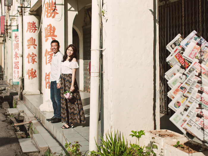 Engagement portrait at one of the old streets of Malacca town